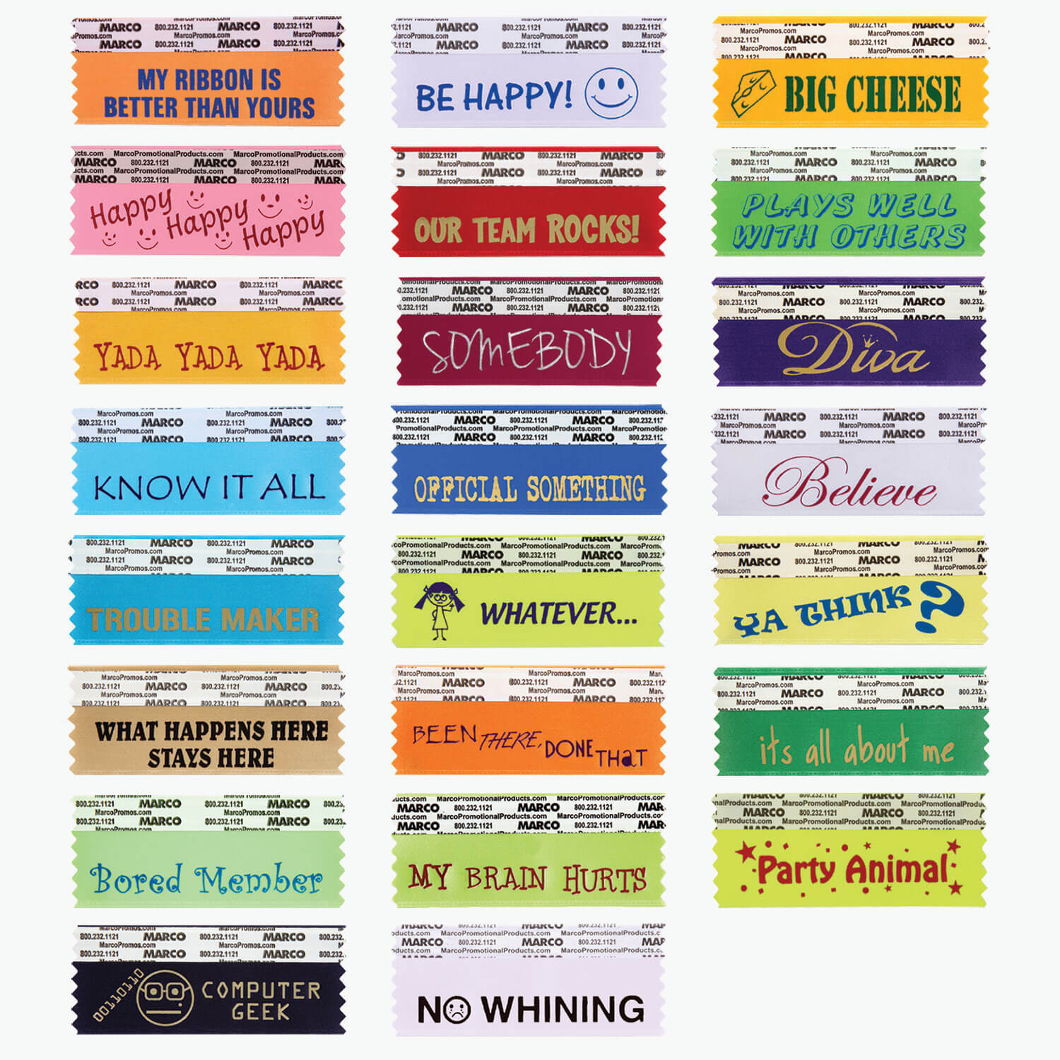 100 Assorted Fun Ribbons with Ribbon Case, H1-FUNPACK - Marco Promos