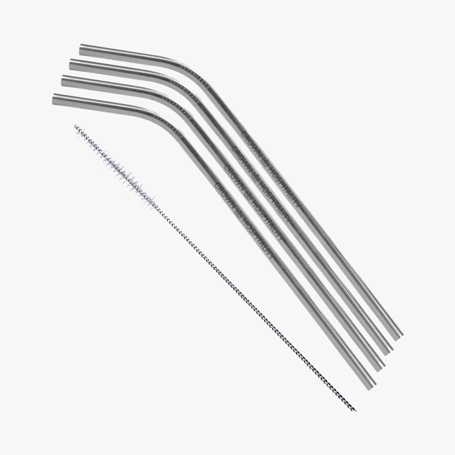 Bent Stainless Steel Silver Straw 4 Straws, HI18007F