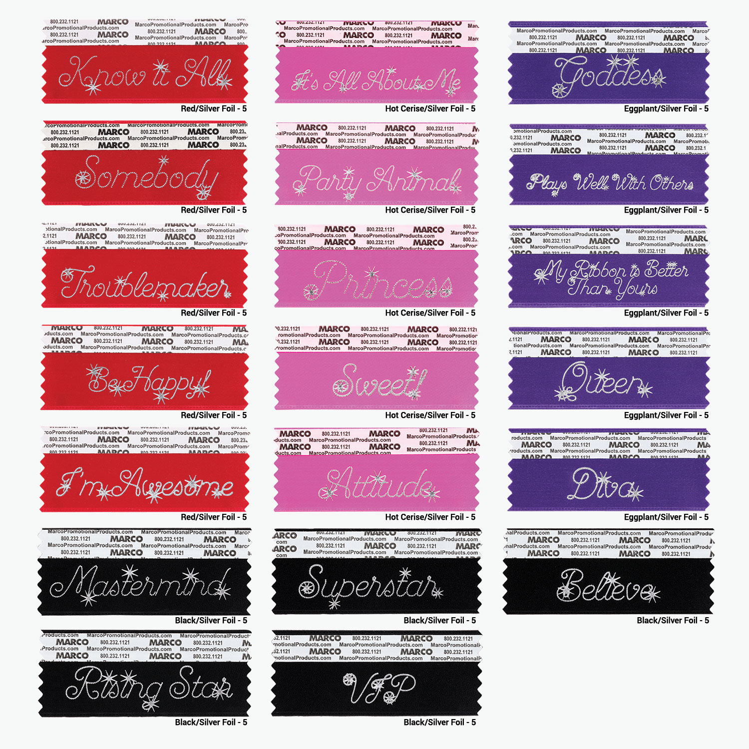 100 Assorted Dazzle Ribbons with Ribbon Case, H1-DAZZLEPACK - Marco Promos