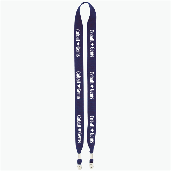 1 One Ply Cotton Lanyard - Double Bulldog Clip