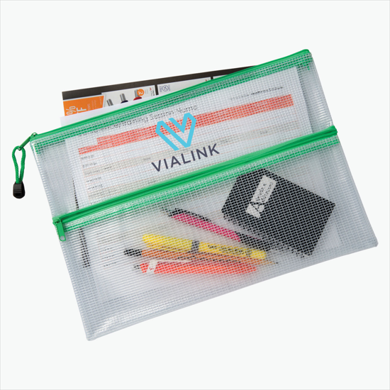 PolyWeave Dual Pocket Zip Pouch - Multi-Color Imprint