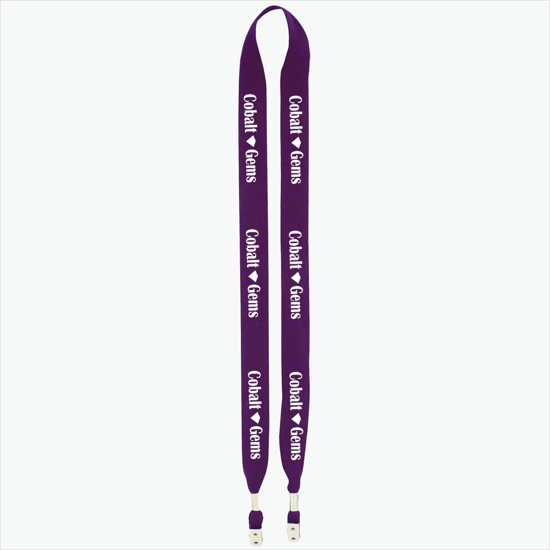 1 One Ply Cotton Lanyard - Double Bulldog Clip