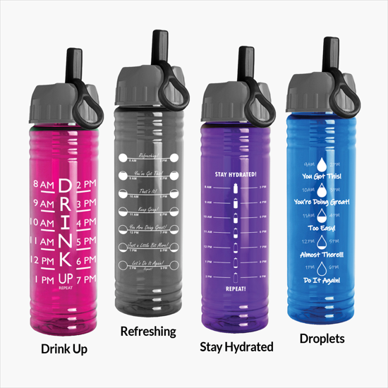 24 oz Slim Fit Water Bottle with Ring Straw Lid - Full Color