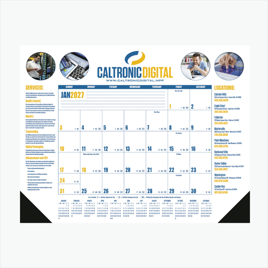 Full Color Desk Pad Calendar with Vinyl Corners