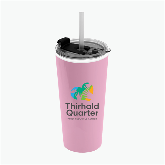 18 oz Road Master Tumbler with Flip Up Lid and Straw - Full Color