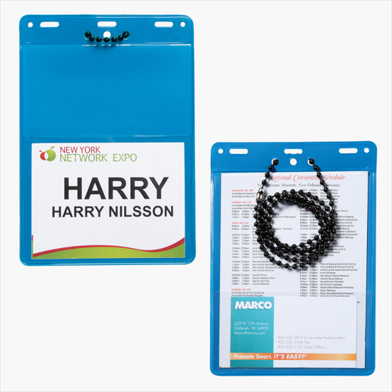 Trade Show Badge Caddy - Blank - Black Plastic Bead Chain Attachment