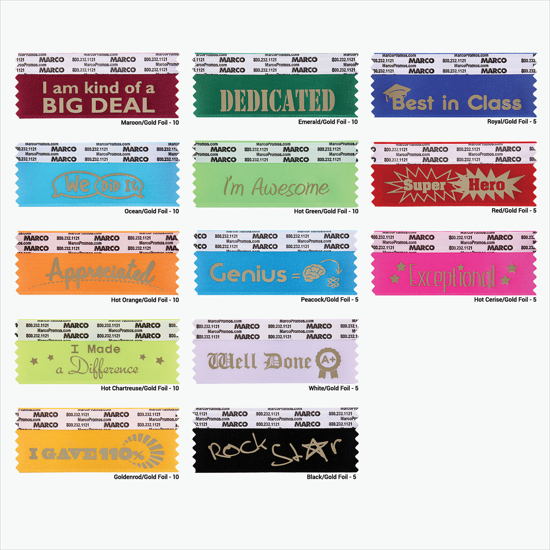 100 Assorted Recognition Ribbons with Case
