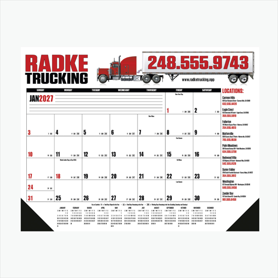 Full Color Desk Pad Calendar with Vinyl Corners