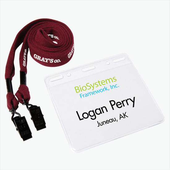 3/4 Cotton No Flip Lanyard and Badge Holder Combo - Double Bulldog Clip