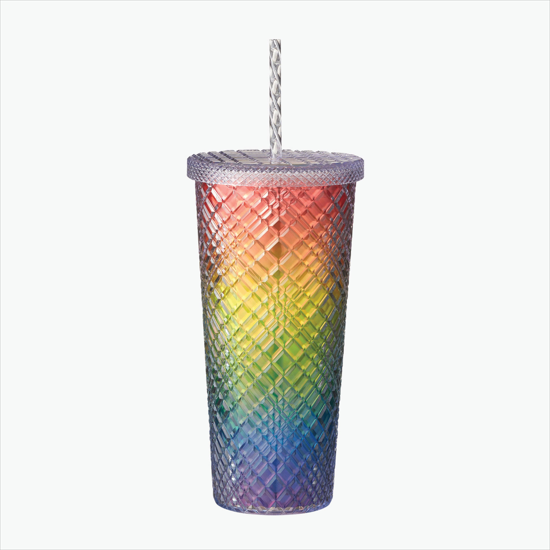 22 oz Sparkle Straw Tumbler - Rainbow