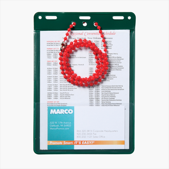 Trade Show Badge Caddy - Printed - Red Plastic Bead Chain Attachment