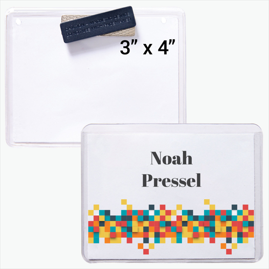 3 x 4 Top-Loading Deluxe Vinyl Badge Holders - Magnet Attachment