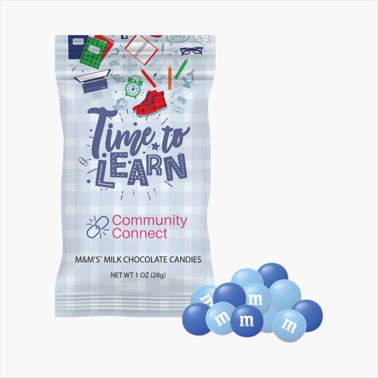 1 oz Full Color Snack Bag - Color Choice M&Ms - Back to School