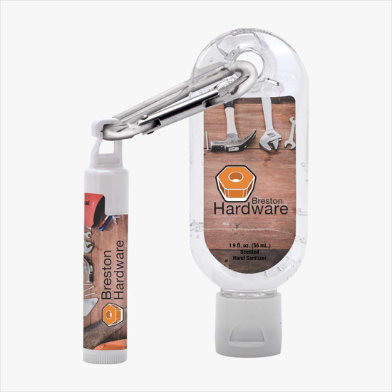 Sanitizer and SPF 15 Lip Balm on Carabiner - Full Color