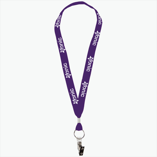1 One Ply Cotton Lanyard - Vinyl Bulldog Clip