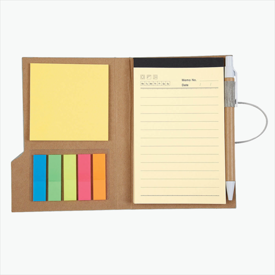 4 x 6 Wood Look Notebook with Sticky Notes - Printed