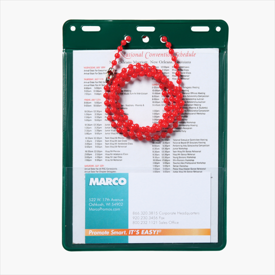 Trade Show Badge Caddy - Blank - Red Plastic Bead Chain Attachment