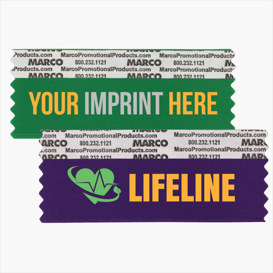 4 x 1 5/8 Horizontal Ribbon - Custom Title - 2 Color Imprint