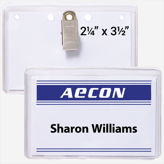 2 1/4 x 3 1/2 Top-Loading All-Purpose Vinyl Badge Holders - Clip Attachment
