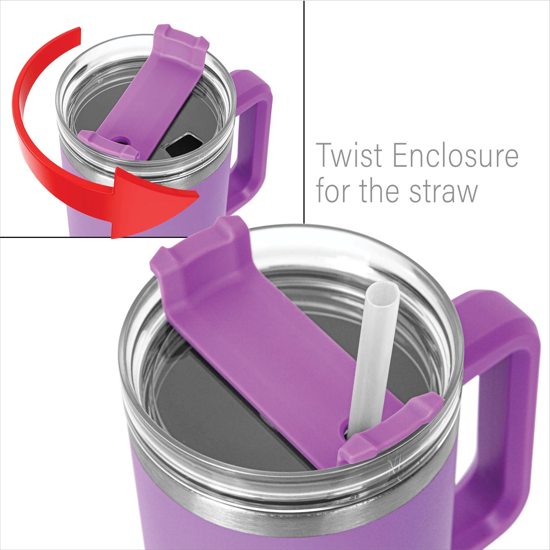 40 oz Hippo Insulated Mug with Straw - Engraved