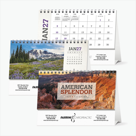 Compact Tent Desk Calendar - American Splendor