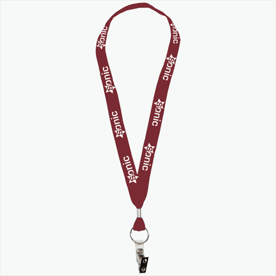 1 One Ply Cotton Lanyard - Vinyl Bulldog Clip