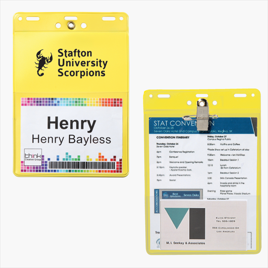 Trade Show Badge Caddy - Printed - Pin/Clip Attachment