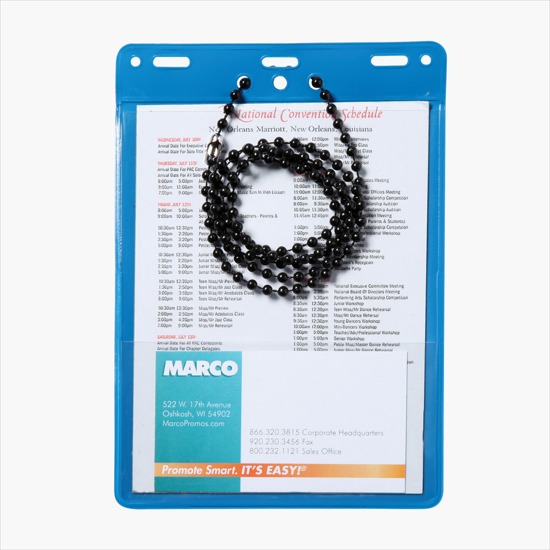 Trade Show Badge Caddy - Printed - Black Plastic Bead Chain Attachment