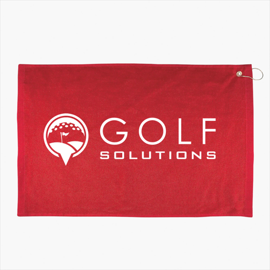 16 x 25 Recycled Polyester Hemmed Golf Towel with Grommet And Hook