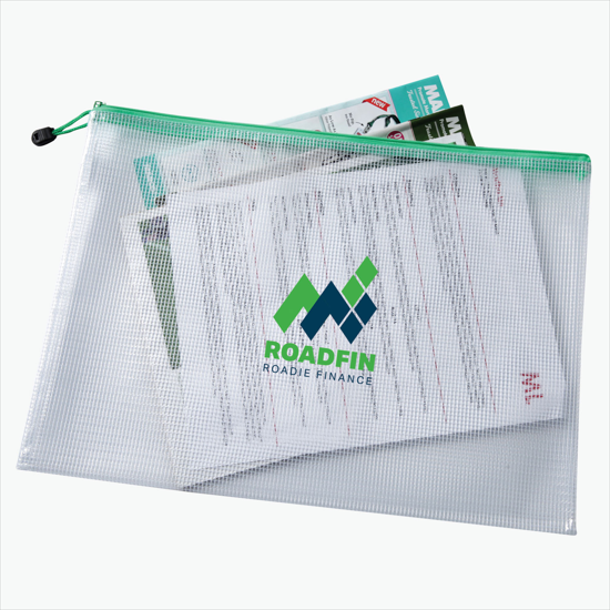 Large PolyWeave Zippered Pouch - Multi-Color Imprint