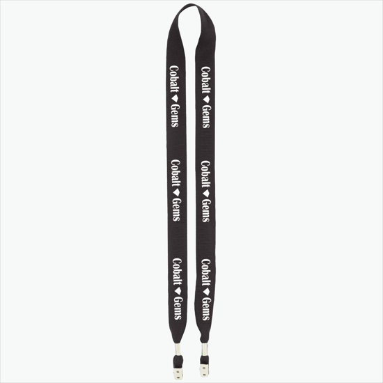 1 One Ply Cotton Lanyard - Double Bulldog Clip