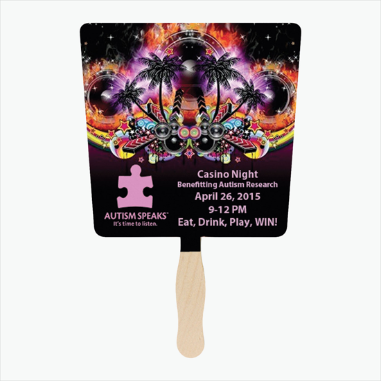 Glued Fan with Wooden Handle - Full Color
