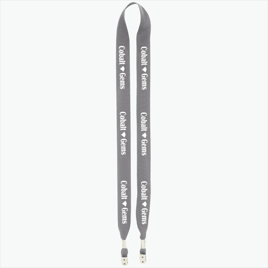 1 One Ply Cotton Lanyard - Double Bulldog Clip