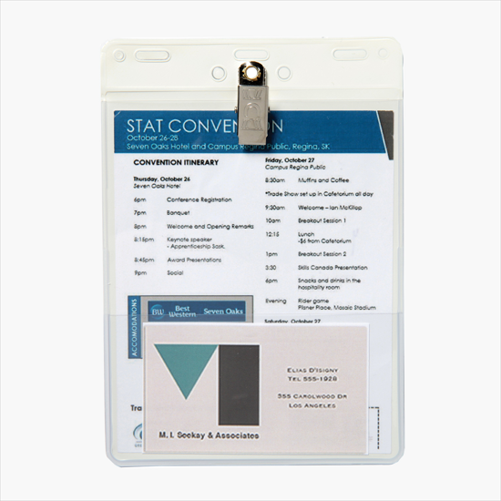 Trade Show Badge Caddy - Printed - Clip Attachment