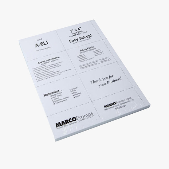 Premium Blank Laser Insert Stock - 3 x 4 - White - Pack of 500 Inserts