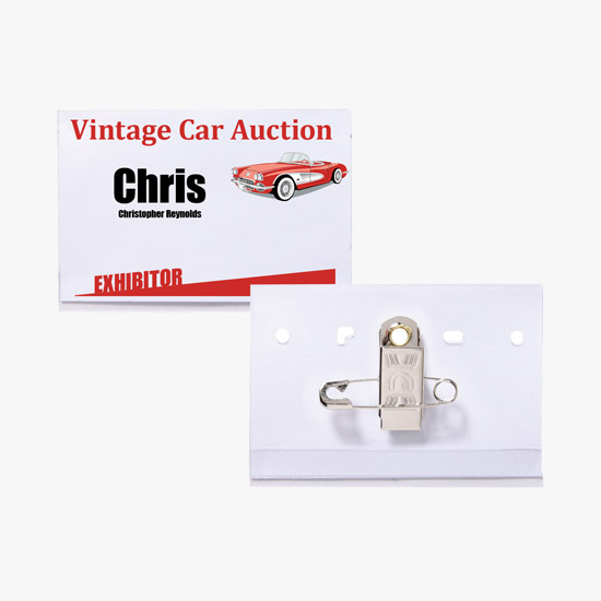 2 x 3 Side-Loading Value Badge Holders - Pin/Clip Attachment