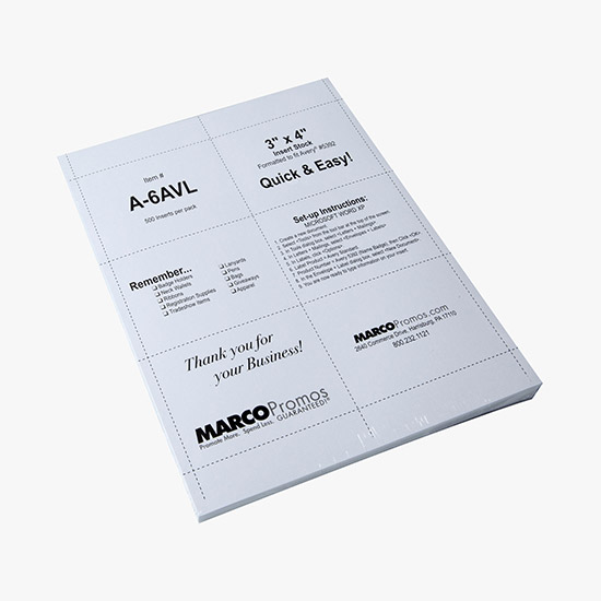 Premium Classic Blank Insert Stock - 3 x 4 - White - Pack of 500 Inserts