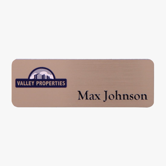 Metallic Full-Color and Engraved Name Badge - 1 x 3