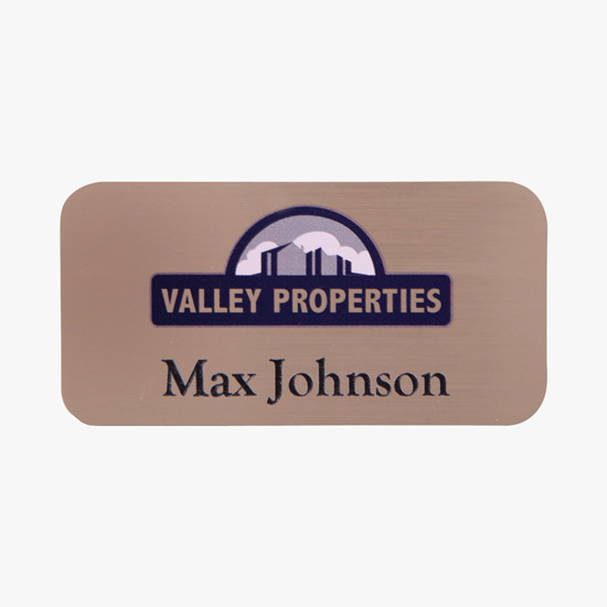 Metallic Full-Color and Engraved Name Badge - 1 1/2 x 3