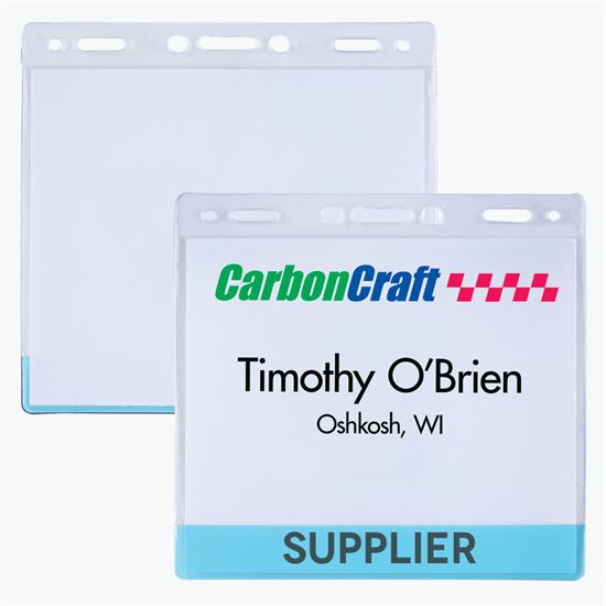 3 5/8 x 4 1/4 Jumbo Transparent Bar Deluxe Badge Holder - Slotted