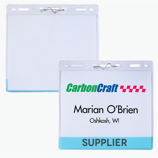 3 5/8 x 4 1/4 Jumbo Transparent Bar Deluxe Badge Holder - Pin Attachment