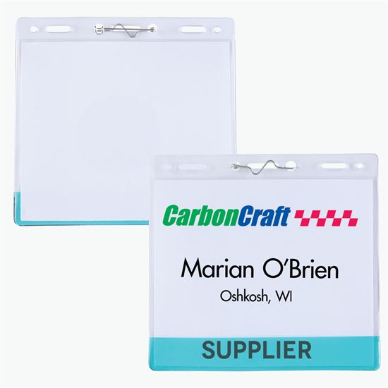 3 5/8 x 4 1/4 Jumbo Transparent Bar Deluxe Badge Holder - Pin Attachment