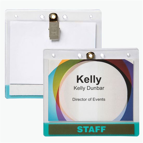 3 5/8 x 4 1/4 Jumbo Transparent Bar Deluxe Badge Holder - Clip Attachment