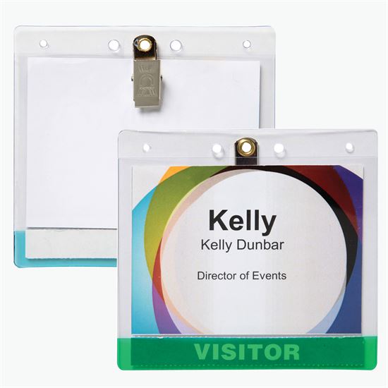 3 5/8 x 4 1/4 Jumbo Transparent Bar Deluxe Badge Holder - Clip Attachment
