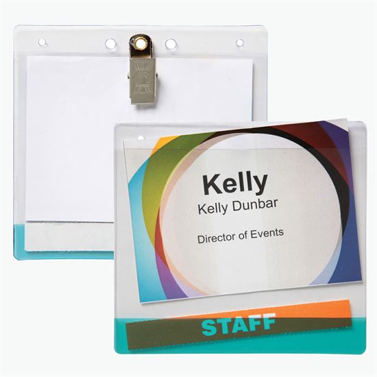 3 5/8 x 4 1/4 Jumbo Transparent Bar Deluxe Badge Holder - Clip Attachment