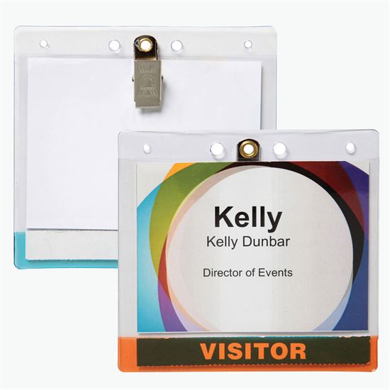 3 5/8 x 4 1/4 Jumbo Transparent Bar Deluxe Badge Holder - Clip Attachment