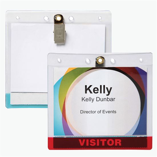 3 5/8 x 4 1/4 Jumbo Transparent Bar Deluxe Badge Holder - Clip Attachment