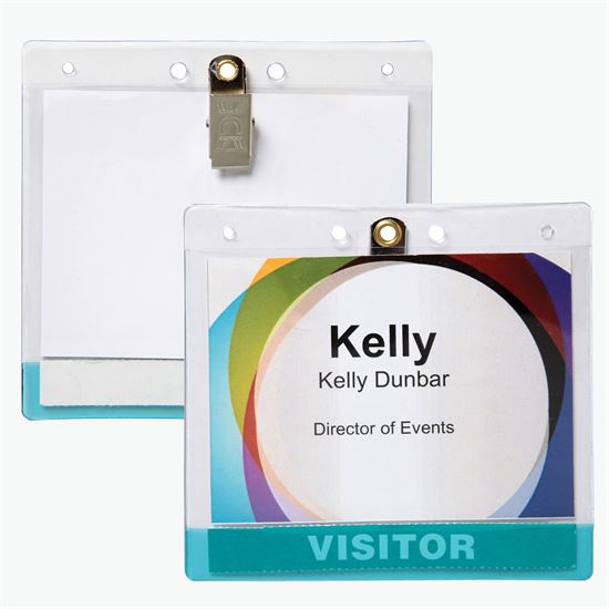 3 5/8 x 4 1/4 Jumbo Transparent Bar Deluxe Badge Holder - Clip Attachment