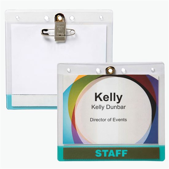 3 5/8 x 4 1/4 Jumbo Transparent Bar Deluxe Badge Holder - Pin/Clip Attachment