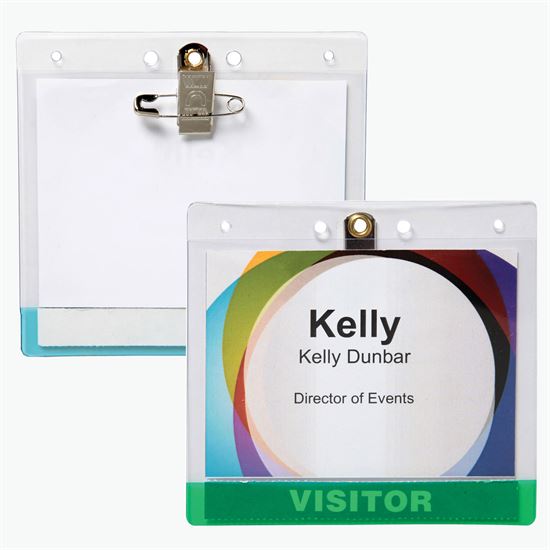 3 5/8 x 4 1/4 Jumbo Transparent Bar Deluxe Badge Holder - Pin/Clip Attachment